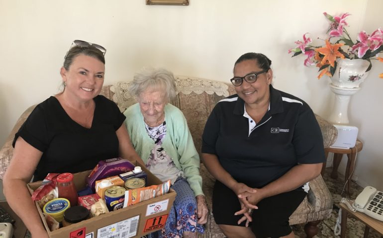 HH Building Services Chrissy hamper Betty Beverage, Kylie and Nat 181219